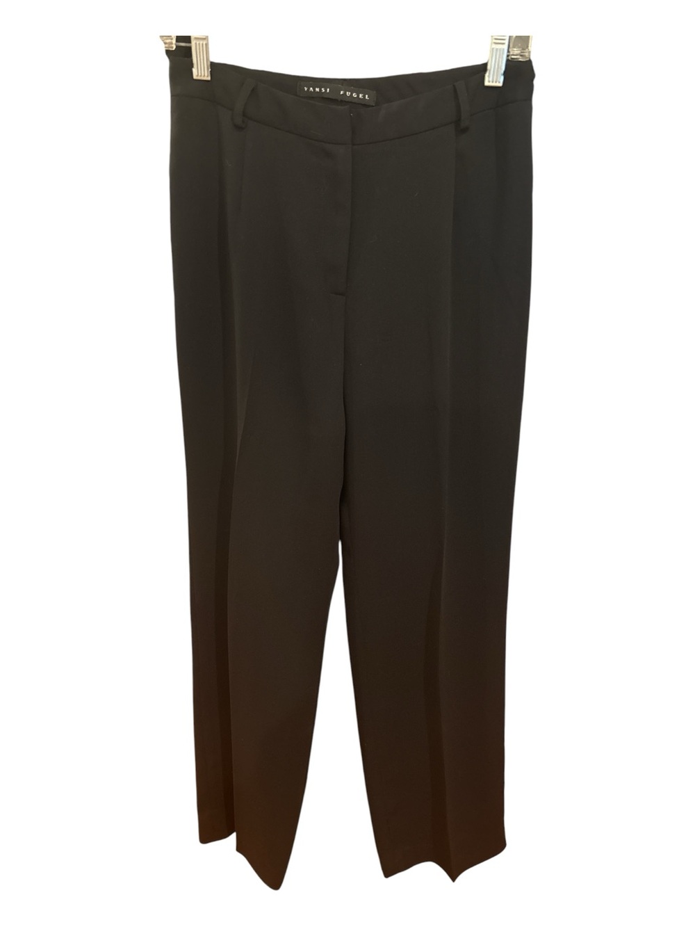 Y2K YANSI FUGEL BLACK STRAIGHT-LEG DRESS TROUSERS SZ 6 - Picture 2 of 6